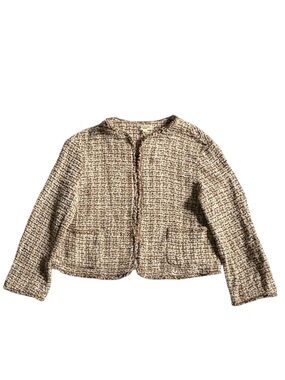Max Studio Neutral Tweed Cropped Jacket